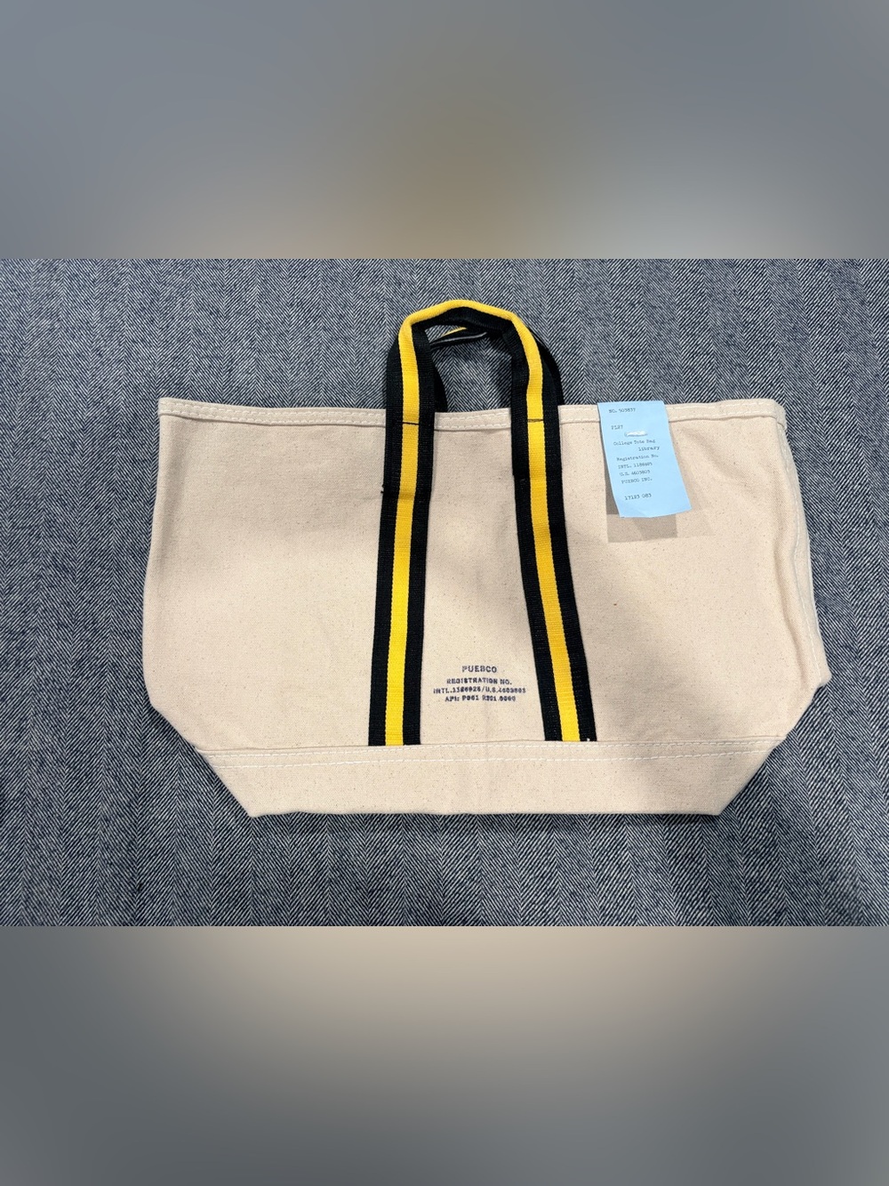 Puebco College Tote Bag - Library | color: cream/yellow